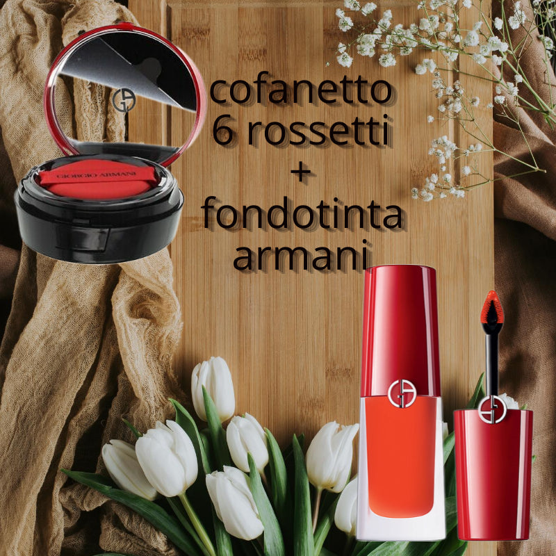 Giorgio Armani  Lip Magnet Rossetto kit 6 rossetti + fondotinta offerta